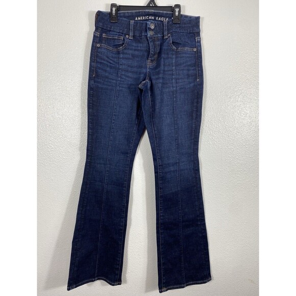 American Eagle Outfitters Denim - American Eagle Kick Boot Jeans Womens 4 Blue Medium Wash Mid Rise Stretch Denis